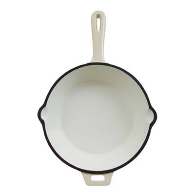 white color Round Enamel Cast Iron fry pan ceramic coating