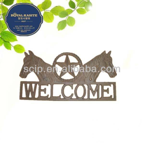 anti-rust cast iron horse welcome sign board for garden decorations