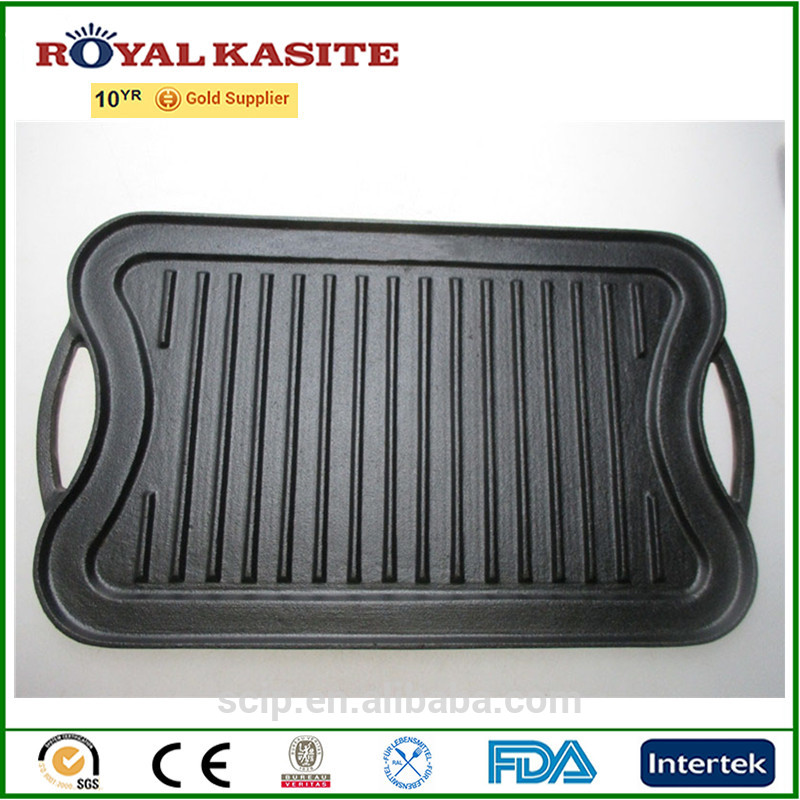 double side used griddle cast iron, BBQ griddle, camp grill pan