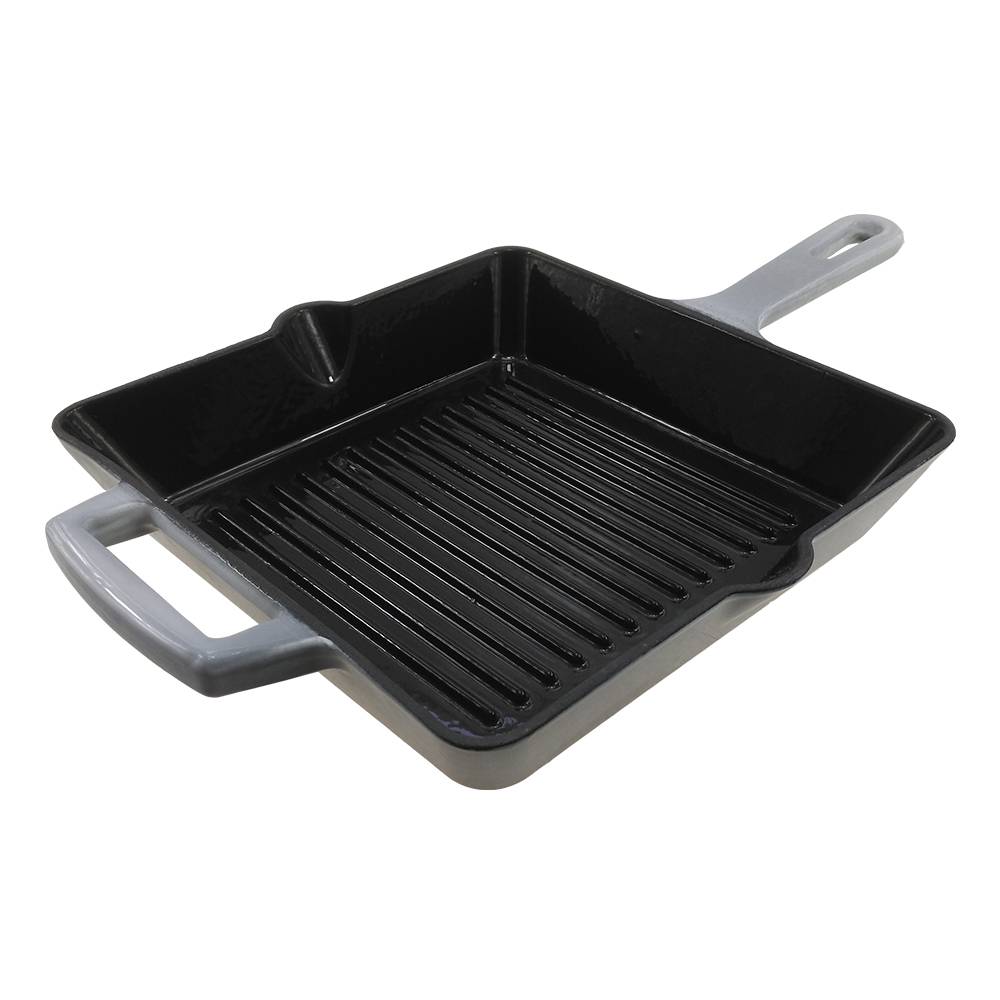 FDA SGS CE certificate enameled cast iron square grill pan