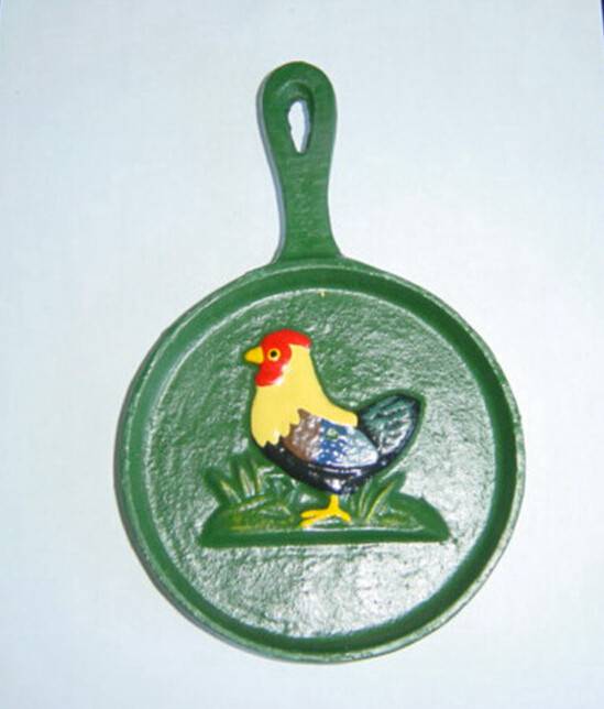 hand-in paiting Decorative Cast Iron Frying Pans with rooster