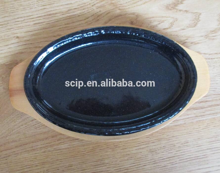 5 inch black enamel cast iron sizzler plate