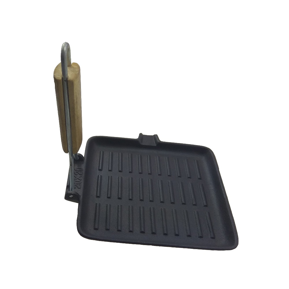 Good Wholesale VendorsBlack Cube Teapot -
 Wholesaler price Cast Iron Grill Skillet Pan with Foldable Wooden Handle – KASITE