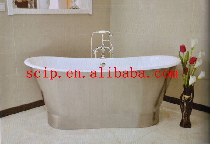 free standing cast iron bateau bathtub with skirt for sale