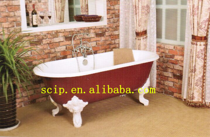 red color freestanding clawfoot bathroom tub SW-1001