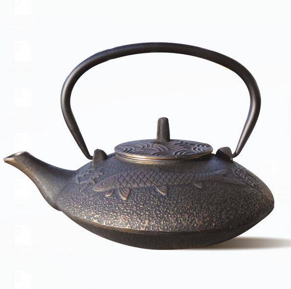 Fast delivery Non-Stick Cast Iron Fry Pan -
 Black/Copper Cast Iron "Koi" Teapot, 38 Oz. – KASITE