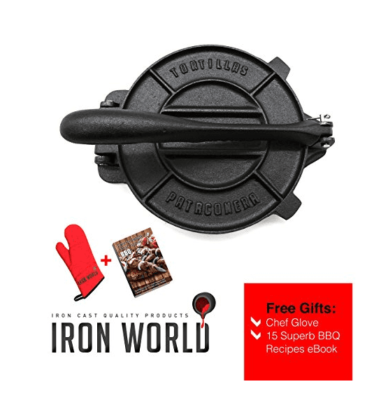 Cast Iron Tortilla Press 8" by Iron World | Hand Made Pre Seasoned