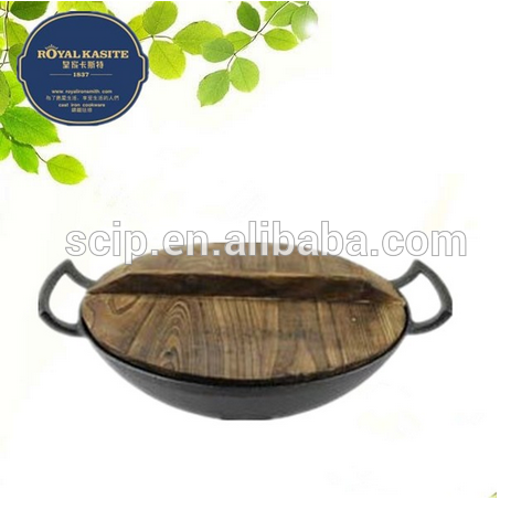 cast iron wok with wooden lid cast iron cookware