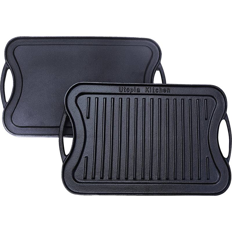 Pre-seasoned Flat Griddle Reversible Cast Iron Grill Pan