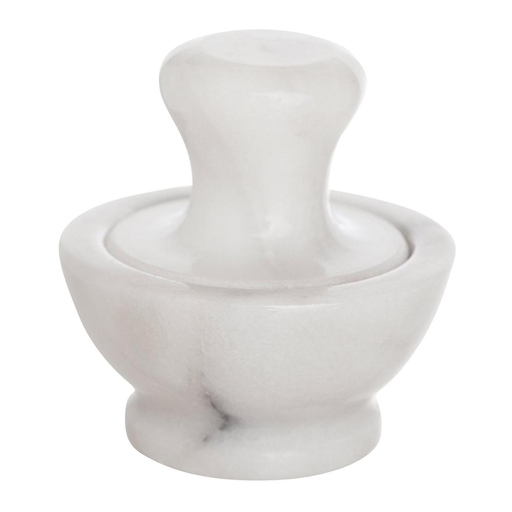 Mushroom Mortar and Pestle Spice Herb Grinder Pill Crusher Set, Solid Fine-Quality Carrara Marble