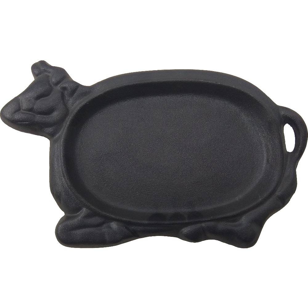 Cast Iron cow shape plate steak pan sizzler pan