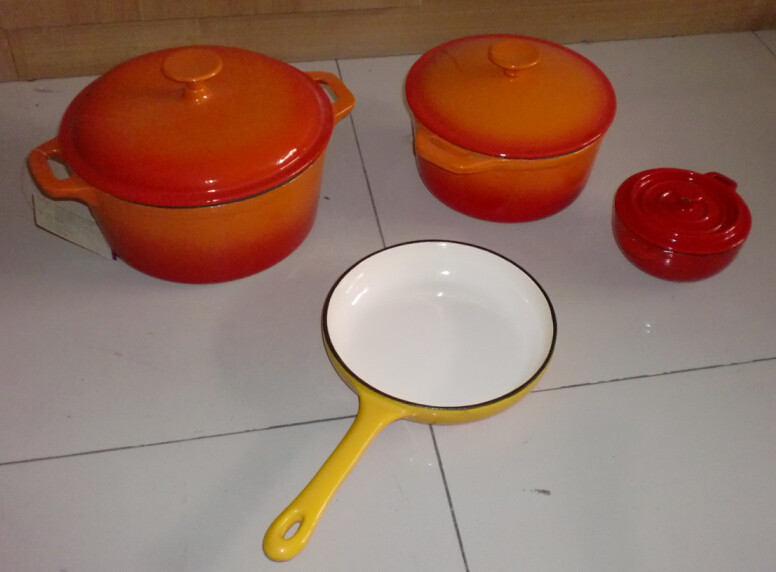 SGS FDA LFGB certification orange enamel cast iron cookware
