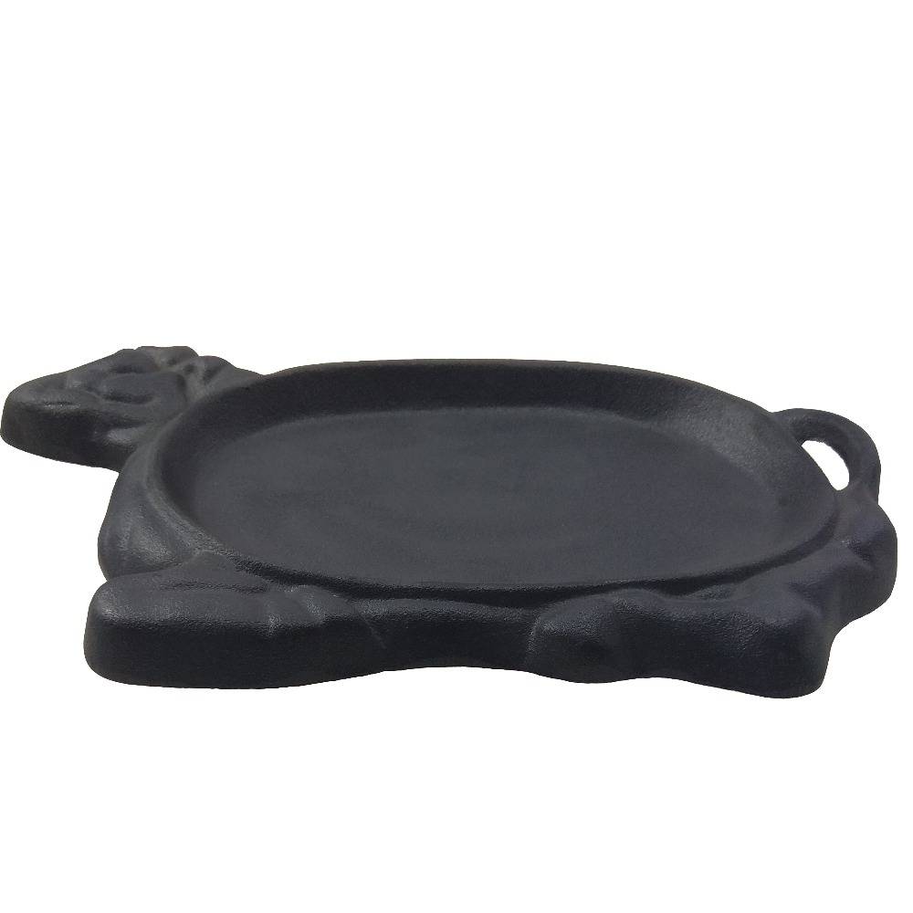 32 cm Cow Shape Vegetable Oil Cast Iron Sizzling Pan With Base