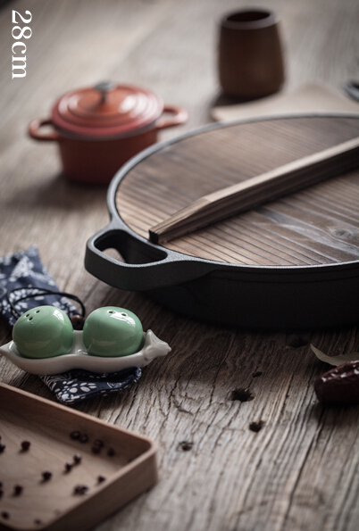OEM/ODM Factory Japanese Iron Teapot Stainless Kettle -
 wooden lid round cast iron flat bottom pot – KASITE