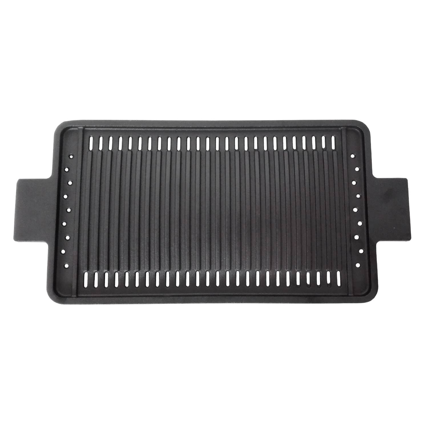Non-Stick Cast Iron Grill Griddle Pan Ridged And Flat Double Sided Baking