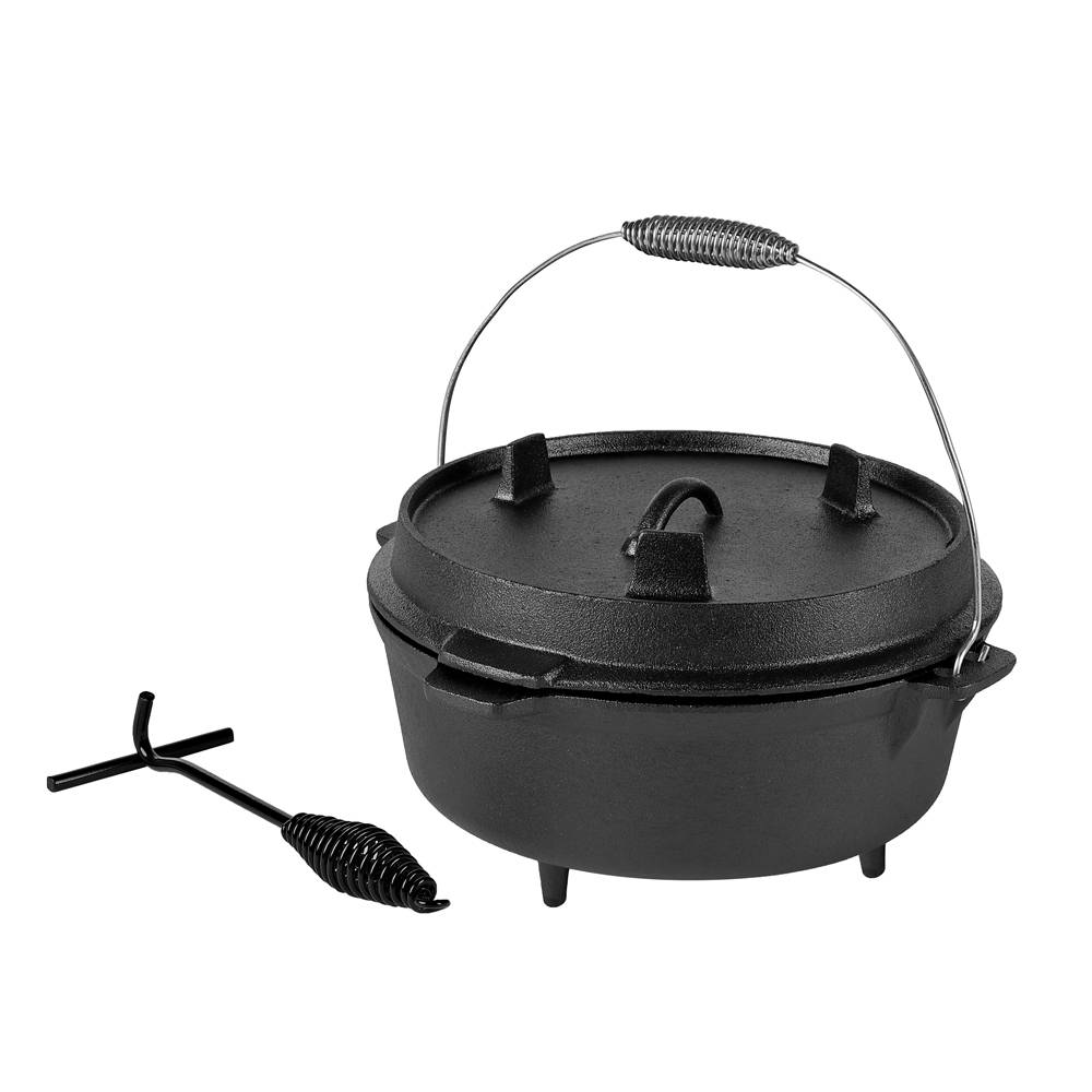 cast iron camping dutch oven with lid