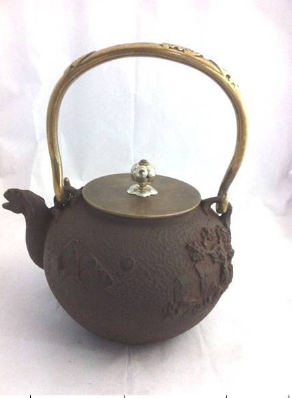 antique castiron teapot with copper lid and handle 1.5L,1.8L