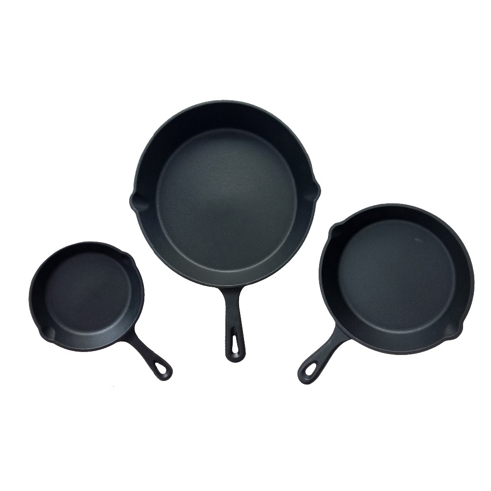 Cast Iron Skillet 3-Piece Set – Best Heavy-Duty Professional Restaurant Chef Quality Pre-Seasoned Pan Cookware Set – 10", 8", 6"
