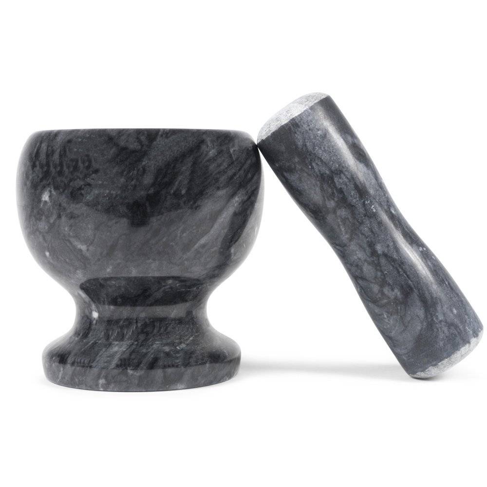 Premium Solid Marble Mortar & Pestle Set – Heavy Duty Solid Stone – 6.5"tall