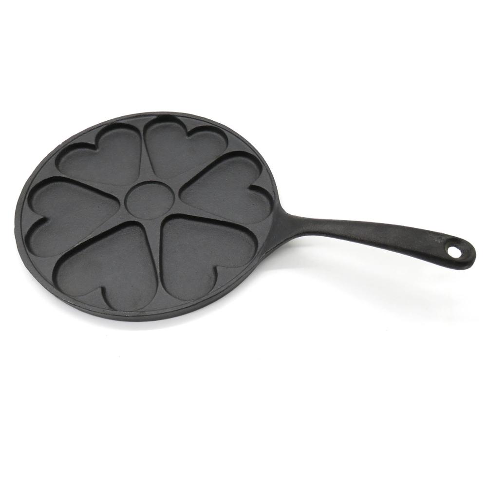pancake pan heart shape cast iron pre-seasoned –