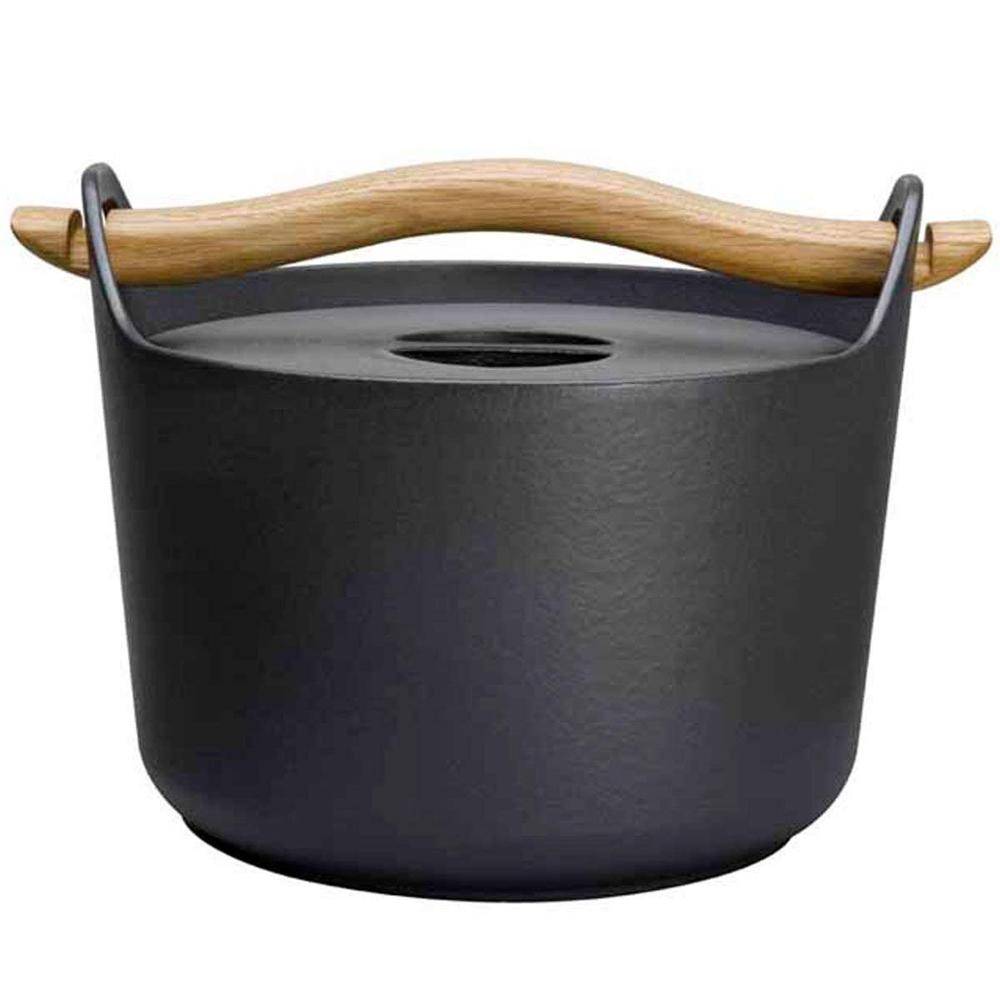 Black Enamelled Cast Iron Pot