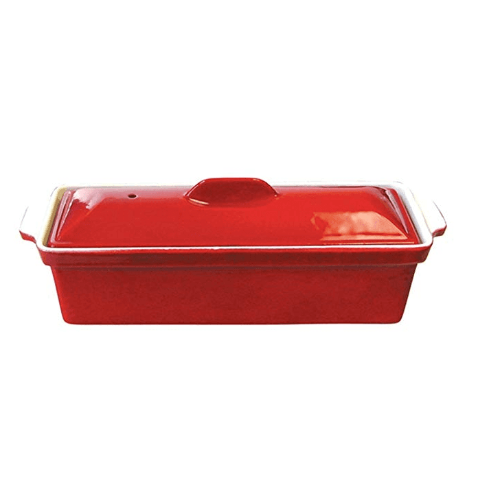 Enameled Cast-Iron 12 InchTerrine with Cover – Red
