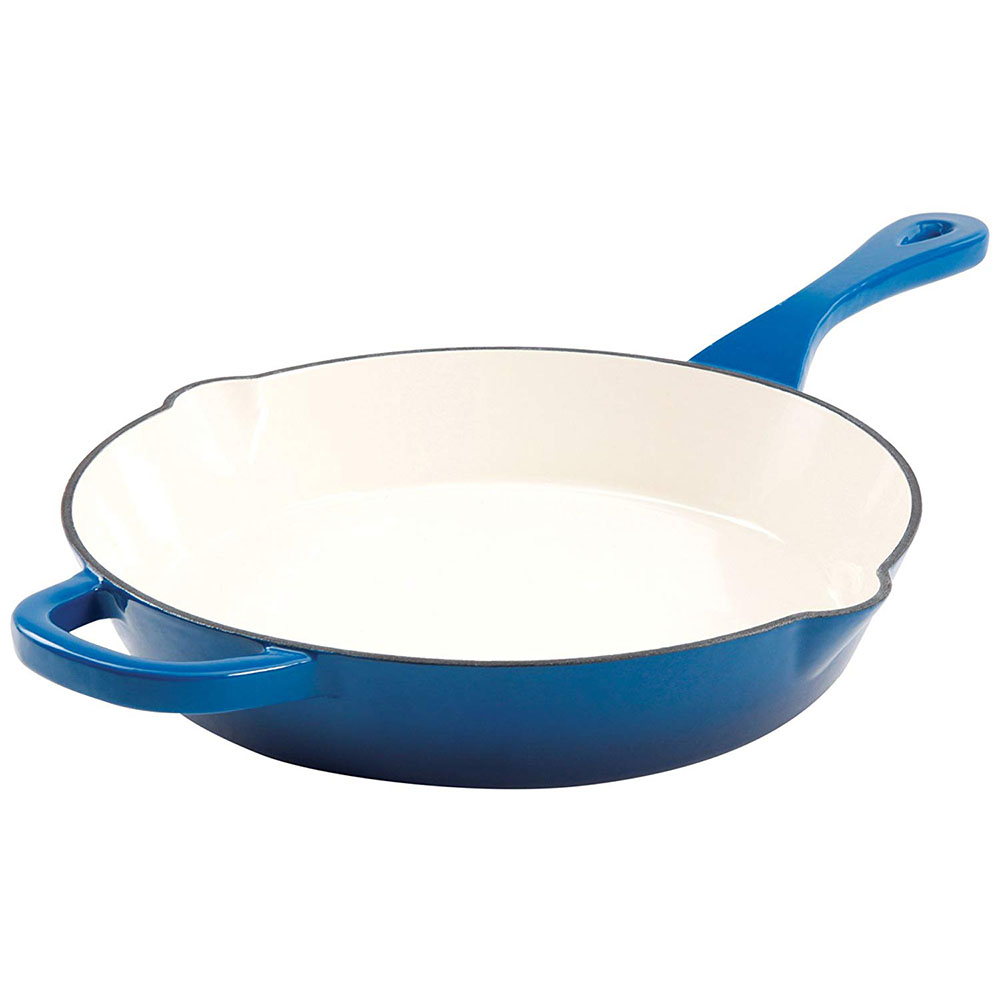 Enameled Cast Iron 12-Inch Round Skillet, Sapphire Blue