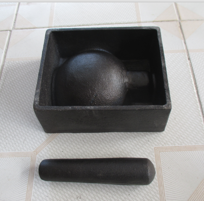 square shape preseasoned cast iron mortar for sale