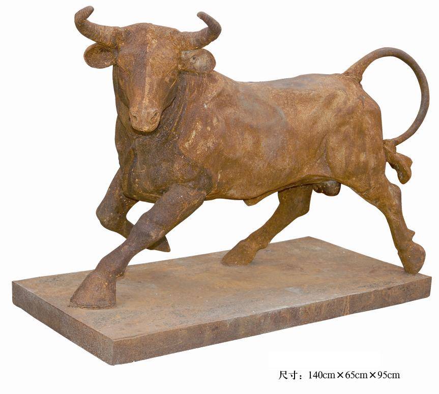 cast iron sculpture, cast iron animal sculpture cow and horse