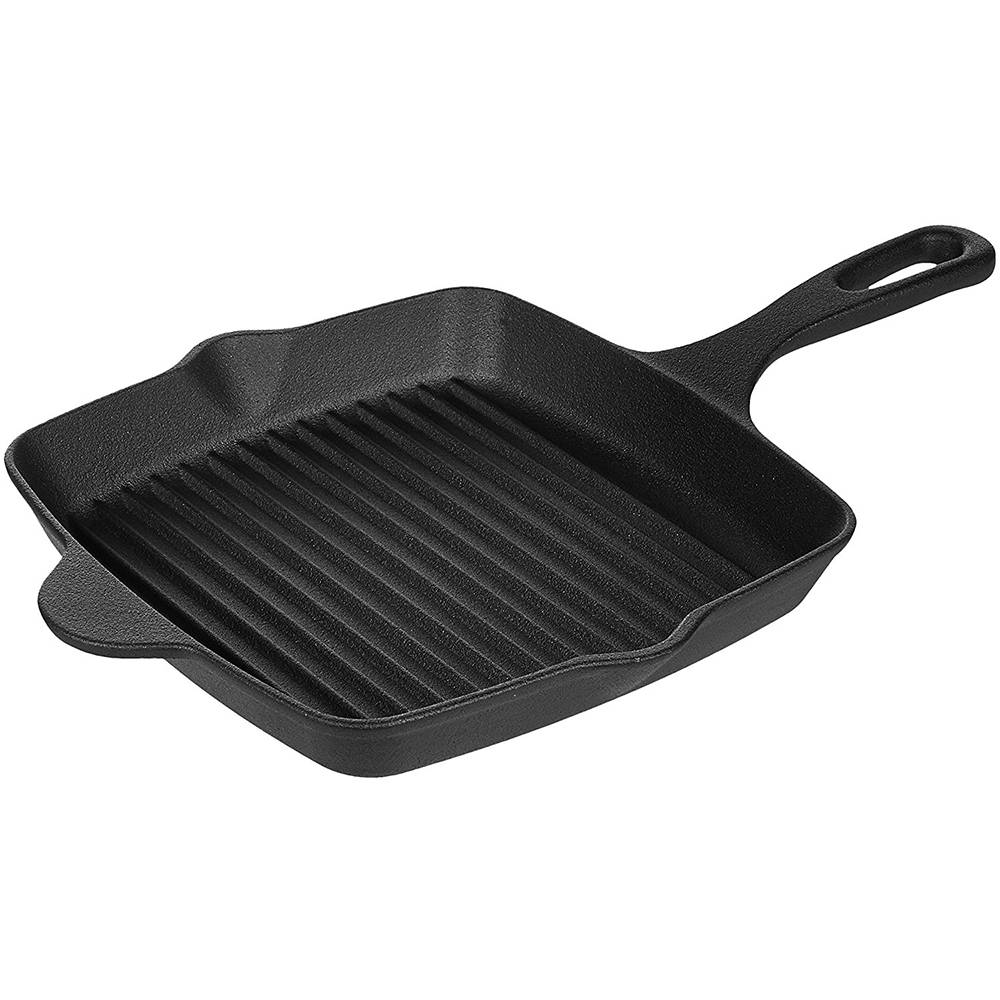 square cast iron skillet grill fry pan, Pre-seasoned 10-inch