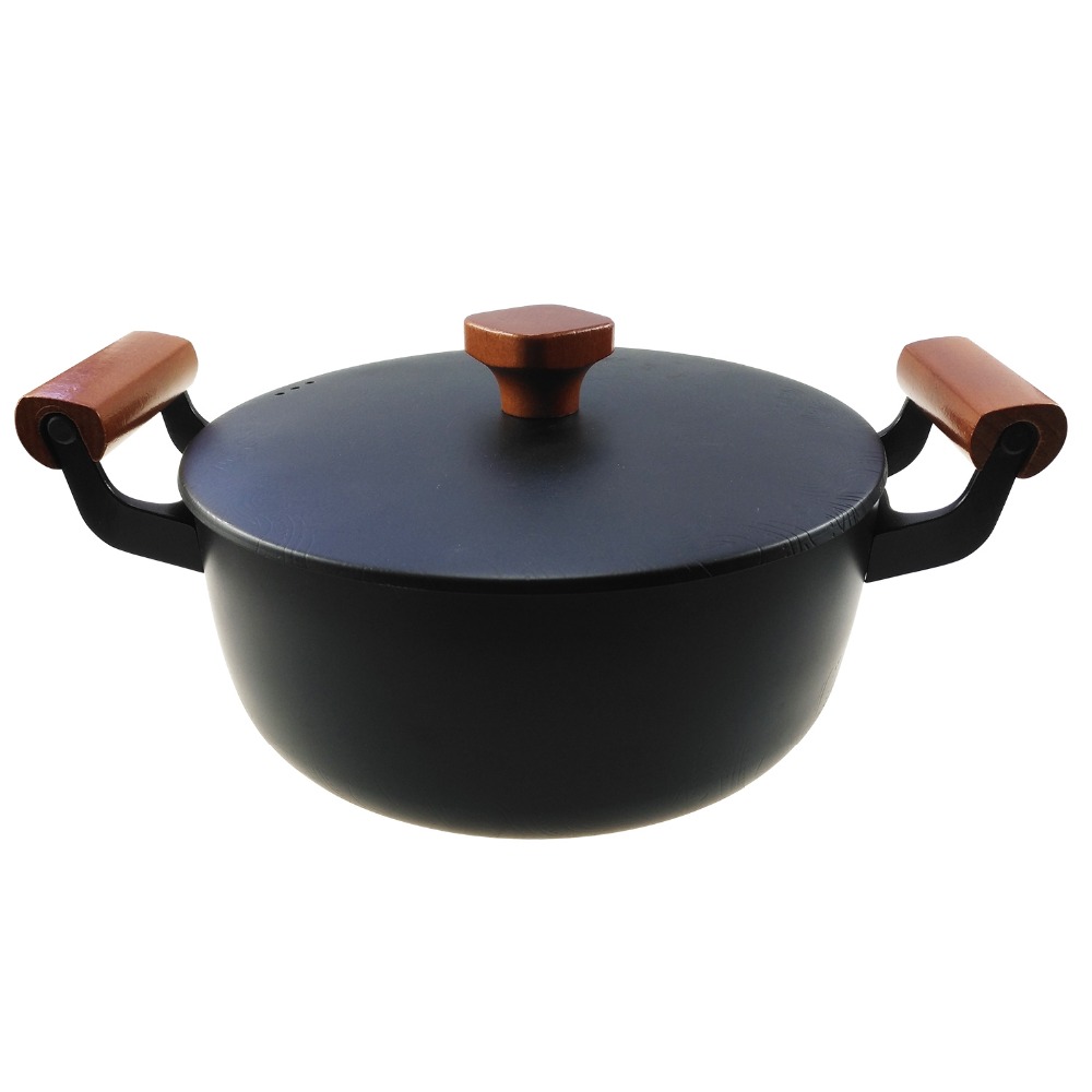 2018 latest fashion cast iron soup pot with single long handle, 28cm Dia, thin wallthickness