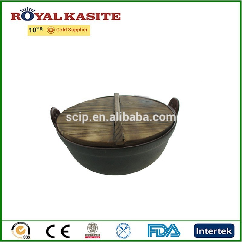cast iron Japanese Woks, iron Japanese pot with wooden lid, cast iron hot pots