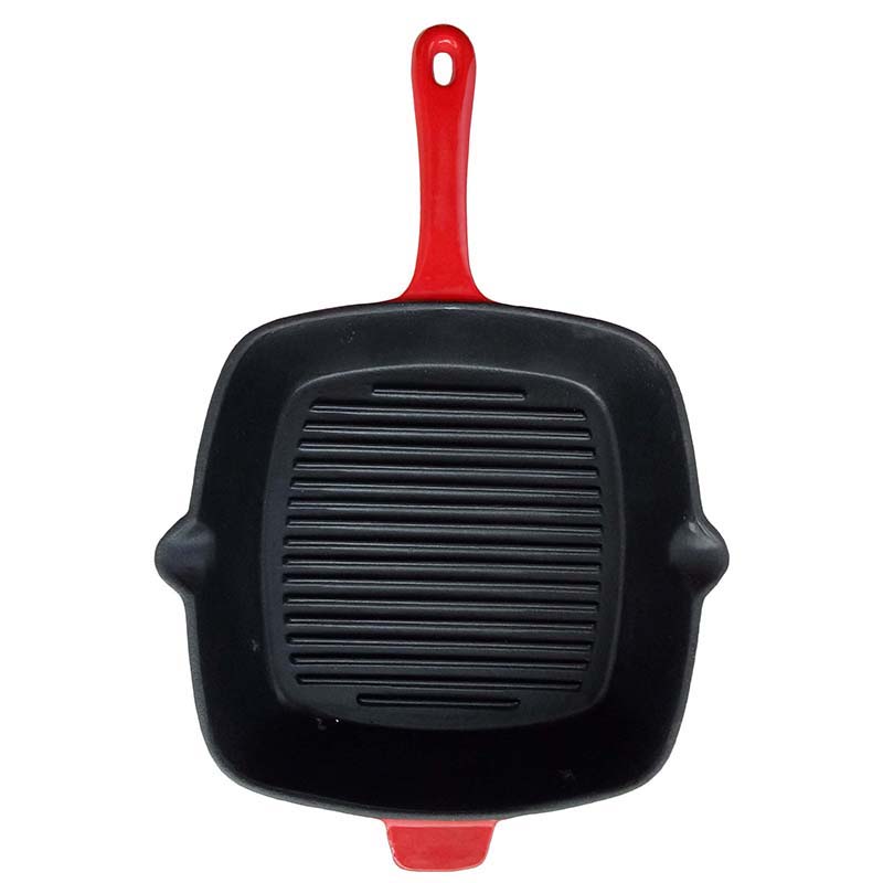 10.5 inch Red Enamel Ceramic Cast Iron Cookware Griddle
