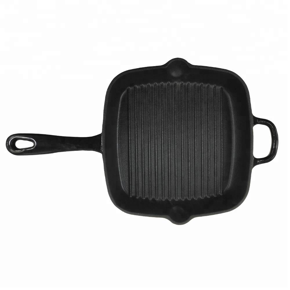 cast iron kitchen ware pan grill enamel grill pan, Square 10 inch