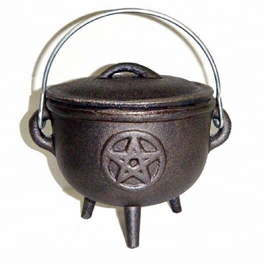 Cast Iron Cauldron with Lid, Pentagram Symbol 4 1/2 Inch by 13 years Alibaba gold supplier