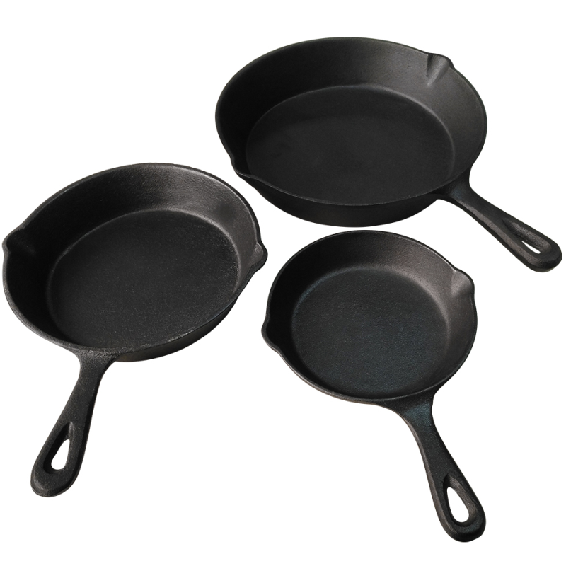 cooking pan, high quality competitive price preseasoned cast Iron skillet 3 pieces set fry pan cookware
