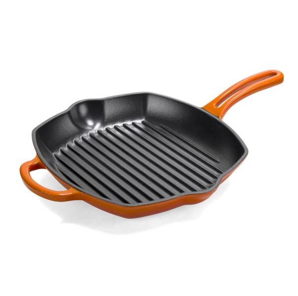 cast iron enamel cookware griddle grill pan, 24*24cm