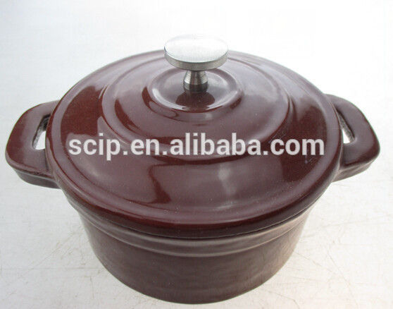 RD10-7 brown color Enameled Coated Cast Iron casserole for sale mini pot