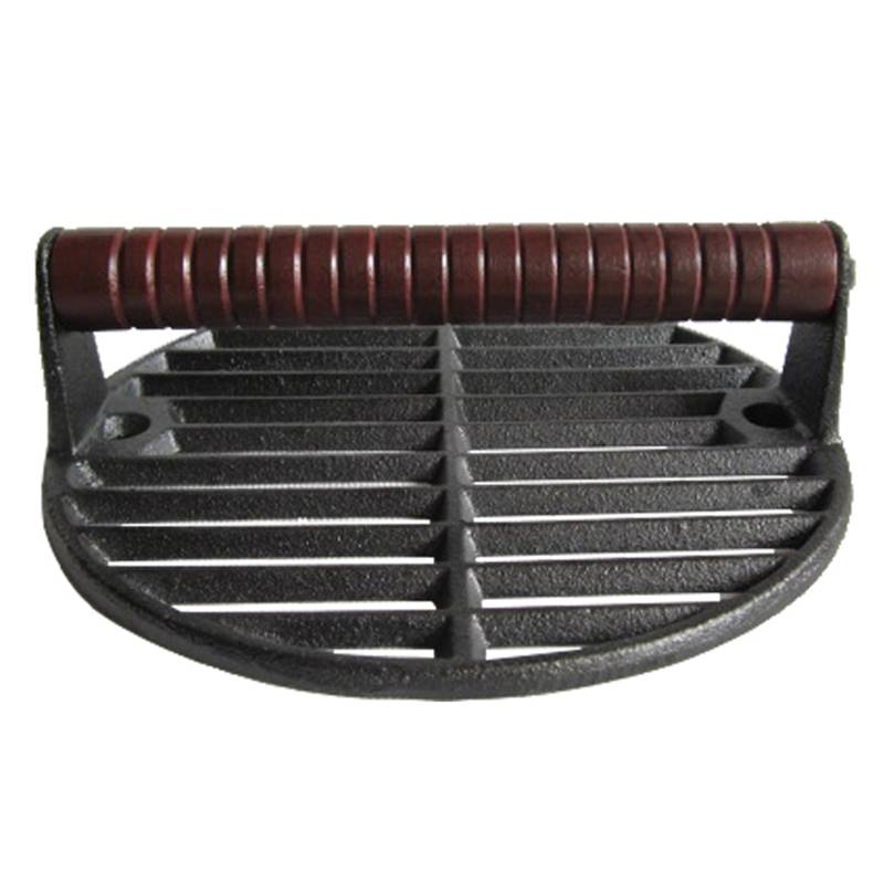 Cast Iron Steak Weight Press, Barbecue BBQ Grill Steak Weights, Heavy-Weight Hamburger Bacon Sausage Grill Press With Wooden Han