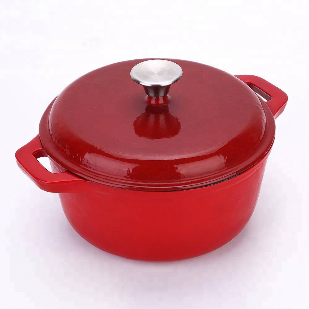 18 Years Factory Enamel Round Cast Iron Trivets -
 cast iron insulated big red casserole hot pot – KASITE