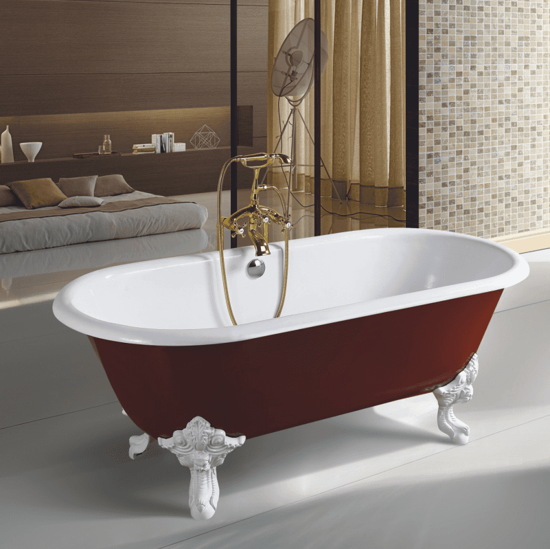OEM/ODM China Cast Iron Masterclass Premium Cookware -
 red color polish enameled classic cast iron bathtub – KASITE