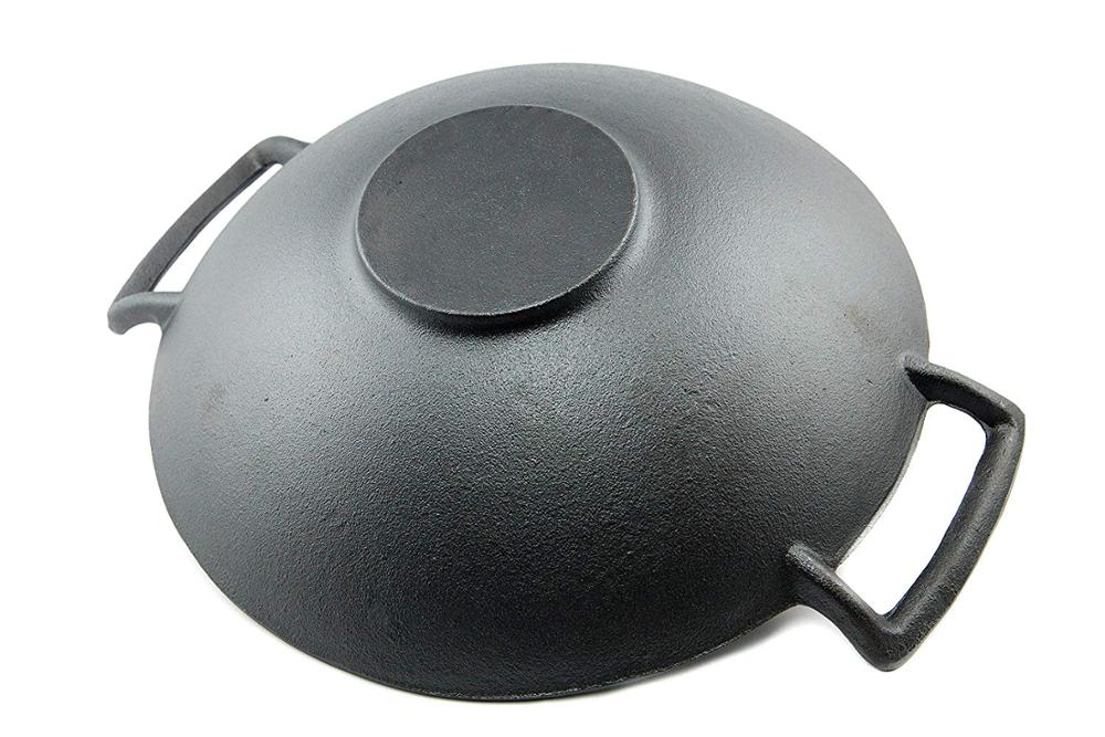 Wholesale 14 Inch Cast Iron Wok with Handles and Built in Base factory ...