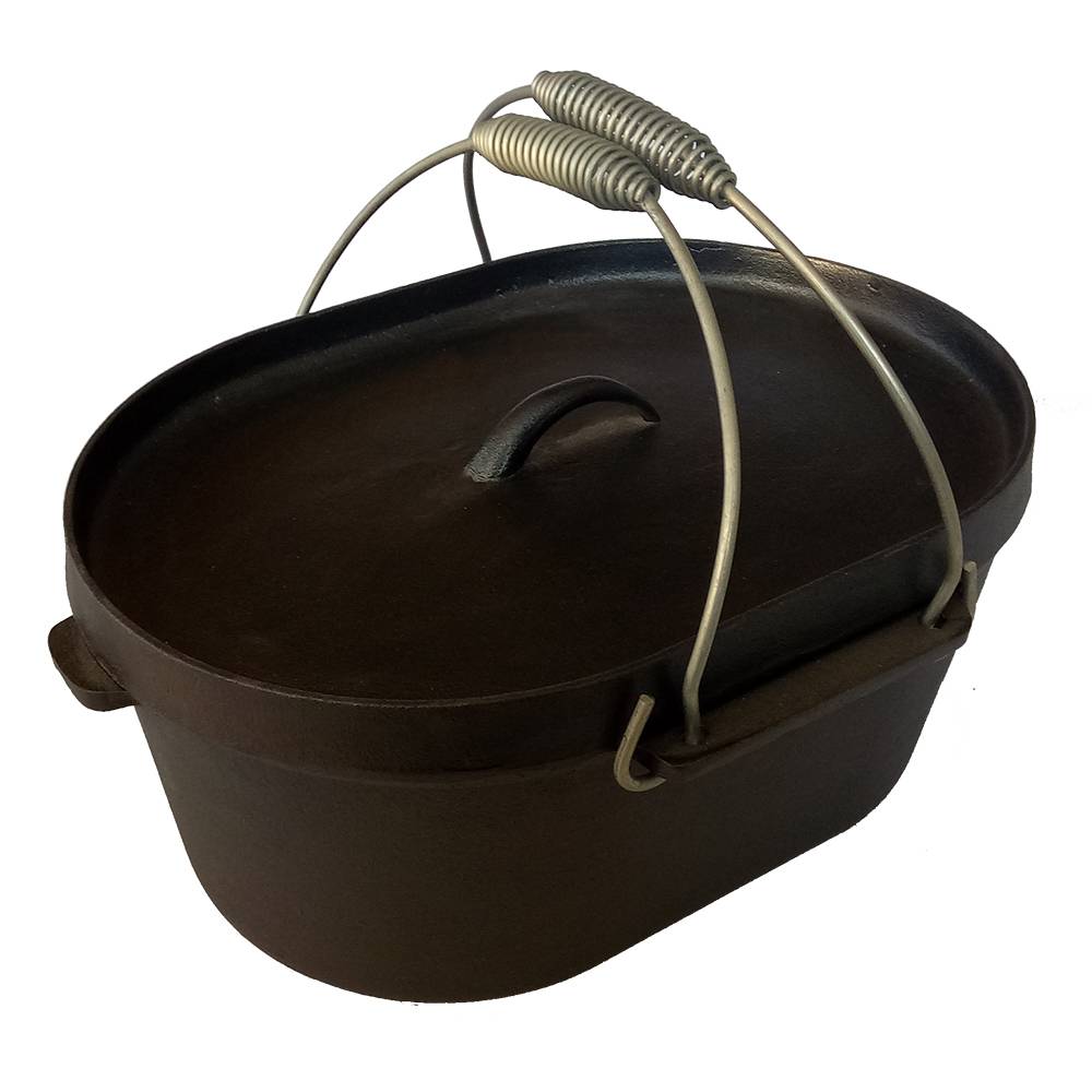 Pre-seasoned rectangular cast iron dutch oven pot in big capacity with double handle
