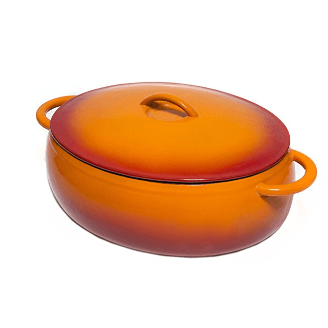 Enameled Cast Iron Dutch Oven – oval; orange large