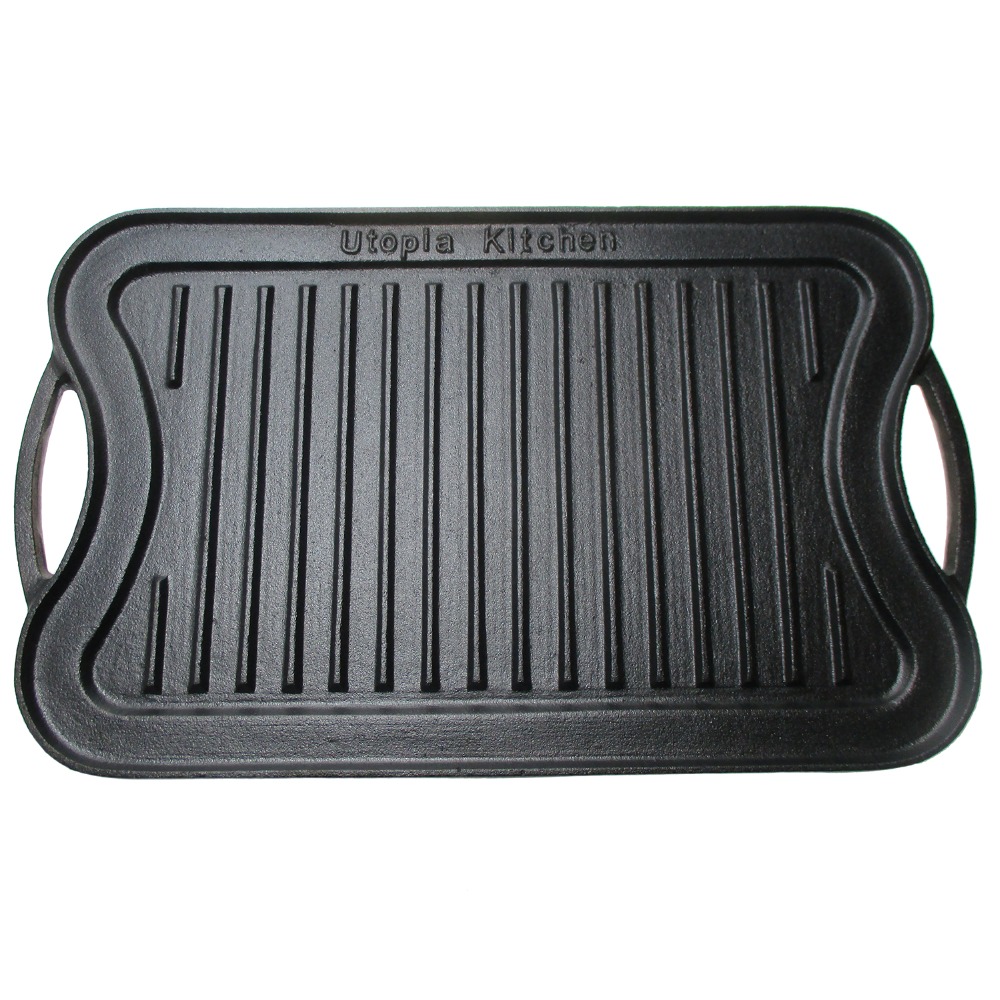 Utopia Kitchen Reversible Cast Iron Grill Griddle, 17 x 10 inch