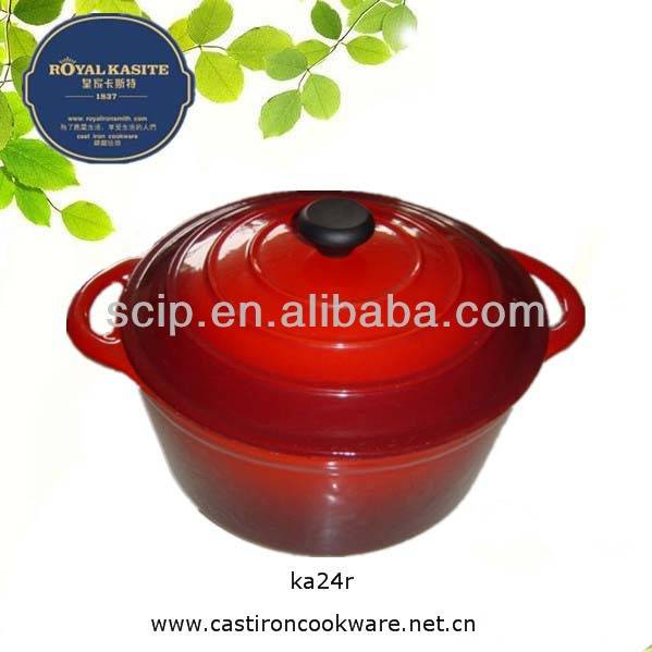 dia.25cm red gradient Cast iron casserole