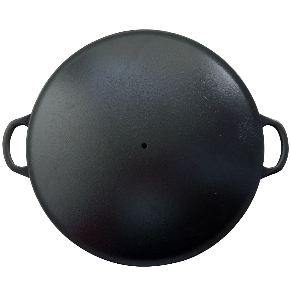 13 years golden supplier 12-inch Black Cast Iron Shallow Concave Wok with wide handles