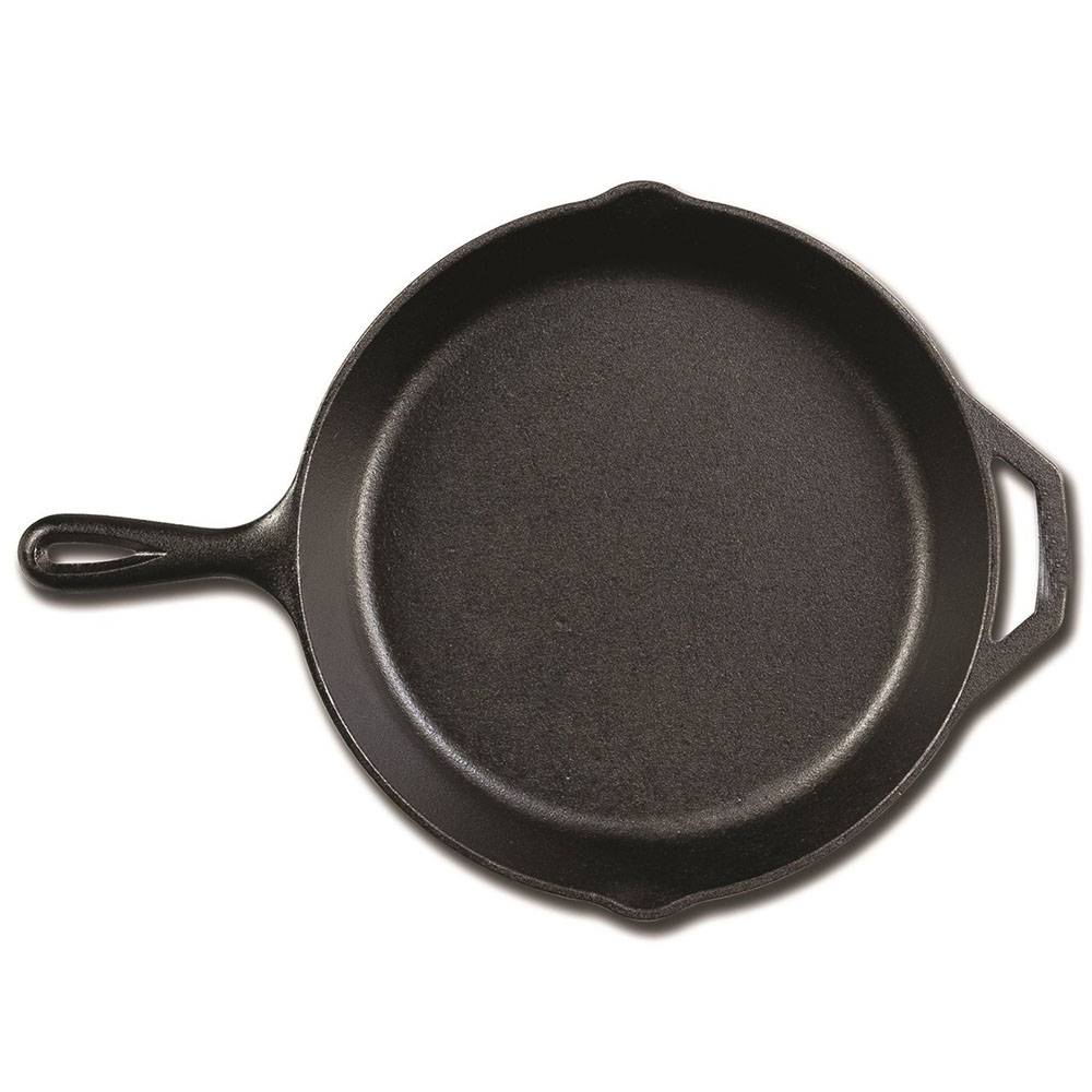 Cast Iron Skillet with Red Silicone Hot Handle Holder, 12-inch