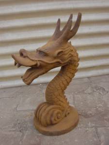 Oriental Dragon Shaped Cast Iron Sculpture