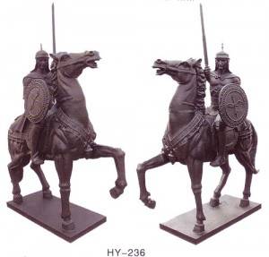 Horse and Solider Cast Iron Statue